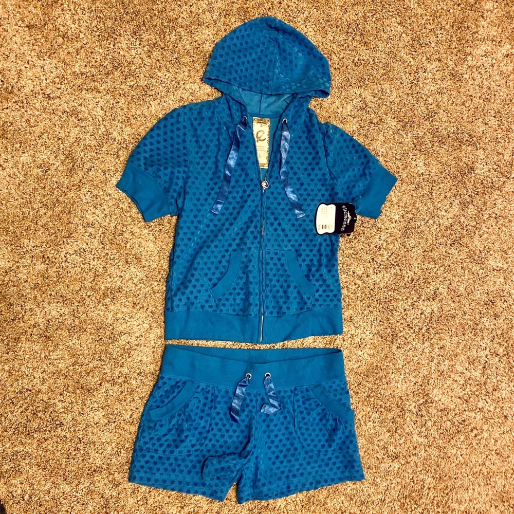 NWT 2-Pc Blue Short Set by Ellemenno, Size Large